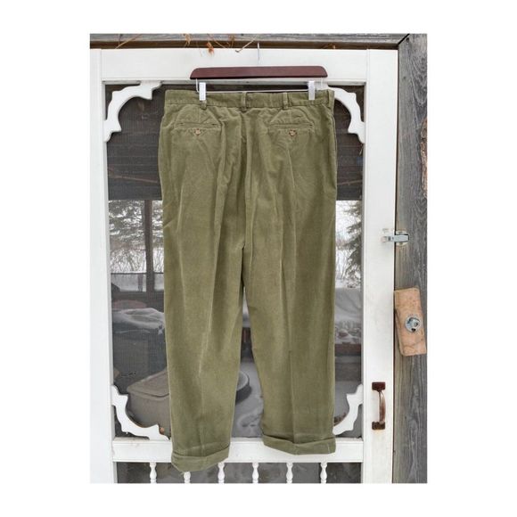 Lands' End Traditional Fit Cotton Velvet Trousers Fine Whale Corduroy Straight - Picture 5 of 5